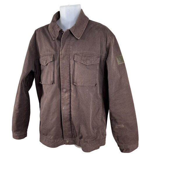 Aigle Brown XXL Duck Canvas Chore Jacket Barn Workwear Ranch Hiking Trekking - Picture 9 of 16